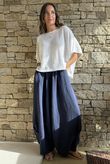 Tasha Cushion Cotton Balloon Barrel Pant Navy